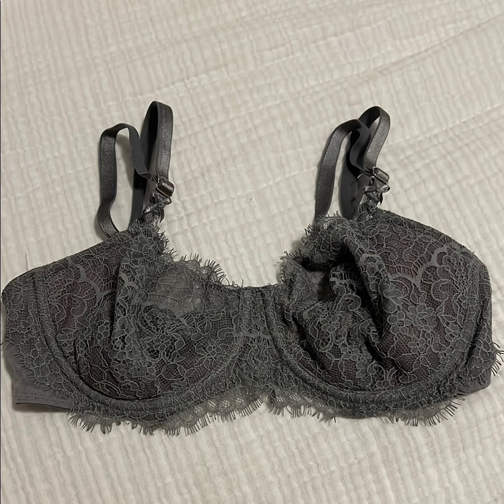 Lace Underwire Bra - Purple/Grey